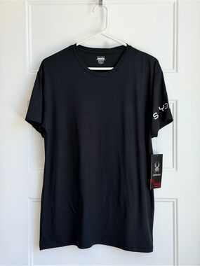 Spyder Black Short Sleeve Performance Tee with Sleeve Logo
